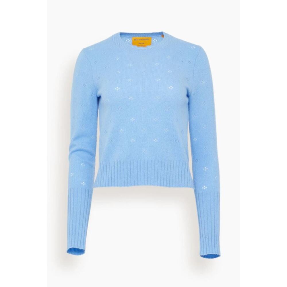NWT! Guest In‎ Residence Shrunken Pointelle Crew in French Blue S